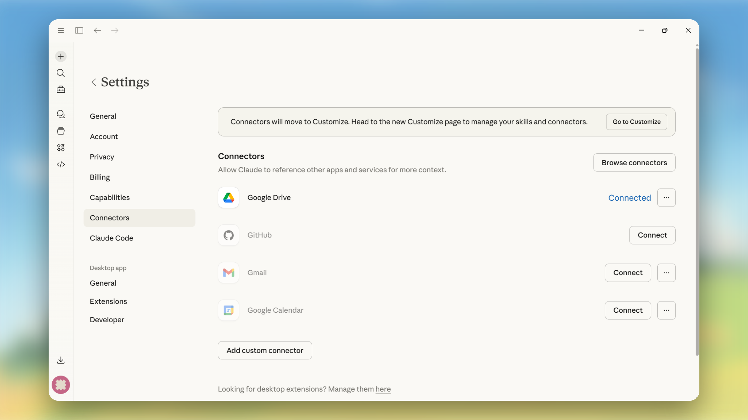 connectors tab